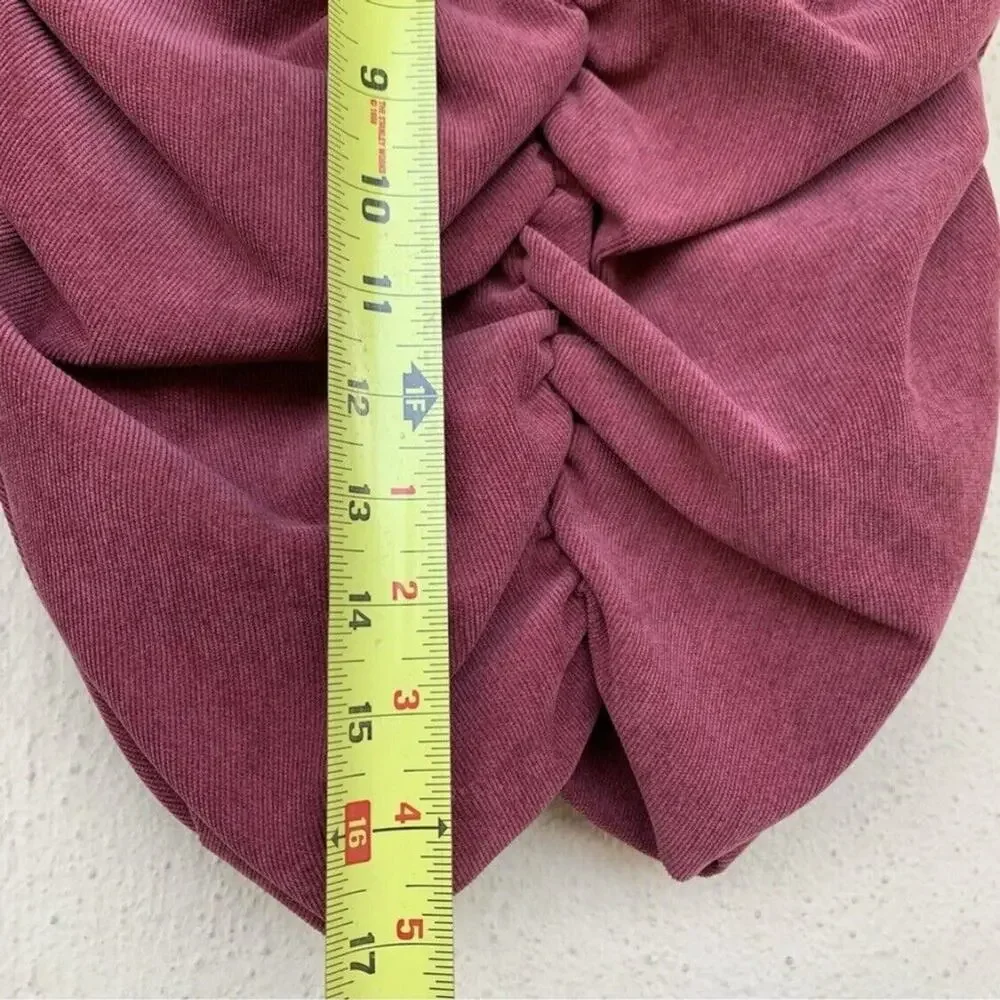 Zara Draped Ruched Corduroy Mini Skirt Dusty Rose Blush Color Size XS
